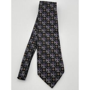 Bachrach Black w/Purple & Gold Details 100% Silk Men's‎ Neck Tie Made In Italy